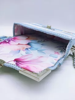 Ana - torebka biało-niebieska (srebrny glitter) - 4