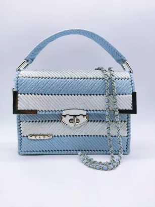 Ana - torebka biało-niebieska (srebrny glitter)